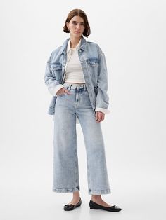 High Rise Stride Wide-Leg Ankle Jeans Denim Jogger Pants, Boyfriend Fit Jeans, Jeans Look, Cropped Wide Leg Jeans, Ankle Length Jeans, Spring Fling, Wide Leg Denim, Non Stop, Colored Denim