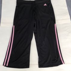 New With Tags. Pink Adidas Activewear For Spring, Fitted Pink Adidas Activewear, Black Sports Capris For Spring, Black Capris For Sports In Spring, Adidas Pink Gym Bottoms, Pink Adidas Gym Bottoms, Pink Adidas Sportswear Activewear, Pink Adidas Sporty Activewear, Casual Pink Adidas Activewear