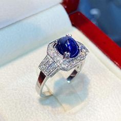 BRAND-NEW!! ONE OF A KIND, HANDCRAFTED RING. EXTREMELY STUNNING! 2.37 total carats Certified HEATED, CEYLON BLUE SAPPHIRE ring. This ring offers an important statement of who you are with a 1.95 carats, VIVID ROYAL BLUE, transparent SAPPHIRE. Accentuating the sapphire are the 36 F/VS, and sparkling natural diamonds! Set in finest 18K Solid White Gold ring! THE ITEM YOU SEE IN THE PICTURES IS THE EXACT ITEM YOU WILL GET! ONE OF A KIND, NO DUPLICATES OR TWINS SUGGESTED RETAIL VALUE: $6,500 BLUE SA Vintage Gold Engagement Rings, Saphir Ring, Ceylon Blue Sapphire, Blue Sapphire Ring, Blue Sapphire Diamond, Handcrafted Rings, White Gold Engagement Rings, Blue Sapphire Rings, White Gold Ring