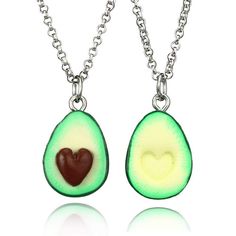 PRICES MAY VARY. 🥑Basic Information: Material: alloy; Quantity: 2PCS necklaces. Avocado BFF friendship necklace as present and birthday gifts for kids children teen girls 🧜‍Special design : 2 green avocado with heart for you and your best friends 🥑Great Gifts: Ideal and special gift for your family members and friends and yourself to get a beautiful feeling in life 🧜‍Occasions: for holidays, Christmas, party and daily life. 🥑MJartoria: Come with a delicate Gift Box and it will protect the a Matching Necklaces For Couples, Bff Jewelry, Fruit Necklace, Miniature Food Jewelry, Cute Avocado, Bff Necklaces, Heart Shaped Pendant Necklace, Fruit Jewelry, Best Friend Jewelry