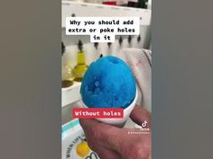 someone is holding an ice cream cone with blue icing on it and the caption reads, why you should add extra or poke holes in it?