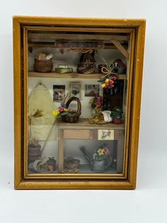 a display case filled with lots of different items