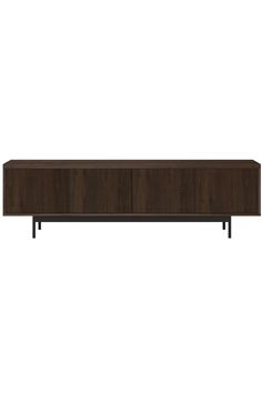 the sideboard is made out of wood and has two black legs on each end