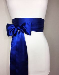 Dark Royal Blue Dress, Royal Blue Formal Dress, Minimalist Wedding Gown, Tie Belts, Cobalt Wedding, Blue Sash, Dark Blue Wedding, Cobalt Dress, Blue Wedding Dress