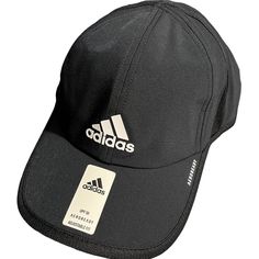 Adidas Aeroready Mens Superlite Black Adjustable Fit Hat Upf 50 New With Tags! Functional Black Six-panel Hat, Black Moisture-wicking Baseball Cap For Outdoor, Adidas Breathable Hats For Sports Events, Adidas Sports Cap, Adidas Cap For Sports Events, Adidas Sports Event Hats, Casual Adidas Breathable Hats, Black Training Cap, Functional Black Sports Hat