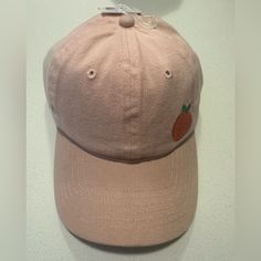 Peach Hat Nwt Casual Orange Sun Hat, Casual Orange Brimmed Hat, Casual Orange Visor Hat, Trendy Orange Baseball Cap With Curved Brim, Casual Orange Short Brim Hats, Casual Pink Baseball Cap With Short Brim, Pink Ladies, Full Service, Accessories Hats