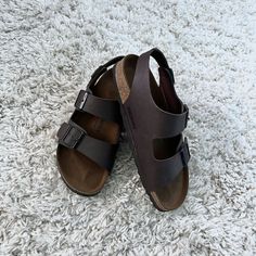 These Were Bought Brand New And Worn Maybe Once To Try Them On. Perfect, Brand New Condition. Size Is 42 Which Is A 11-11.5. Comes From A Smoke Free Home. Do Not Have Original Box. Feel Free To Ask Any Questions! Comfortable Brown Synthetic Footbed Sandals, Brown Synthetic Sandals With Cushioned Footbed, Brown Synthetic Slip-on Footbed Sandals, Casual Brown Open Toe Sandals, Casual Brown Sandals With Ortholite Insole, Comfortable Brown Slip-on Footbed Sandals, Casual Brown Footbed Sandals For Beach, Brown Closed Toe Footbed Sandals, Brown Round Toe Sandals With Textured Footbed