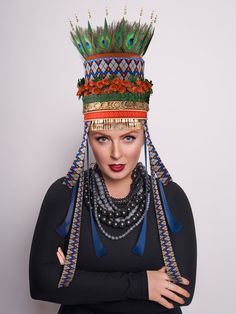 Nagolovy is Ukraine’s leading rental studio for handmade headpieces and accessories, creating stage looks for the country’s leading artists and masquerade adornments for events and parties. Created by the Ukrainian designer and owner of the costume design manufactory Patoka Studio Lesia Patoka, the studio has been operating since 2015 with its creations getting featured in dozens of films and music videos. Especially for DRESSX METAXMAS drop, Lesia has selected some of the studio’s breathtaking Bohemian Costume Hat With Structured Crown For Festivals, Bohemian Headpiece For Mardi Gras Party, Adjustable Festival Headband, Bohemian Headpiece For Carnival Party, Bohemian Crown Headpiece For Carnival, Unique Festival Headpiece With Tall Crown, Bohemian Mardi Gras Party Costume Headpiece, Bohemian Headband For Costume Party, Bohemian Headband Costume Hats And Headpieces For Party