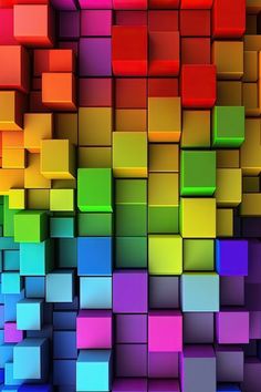 an image of colorful cubes that are in the shape of a rainbow wallpaper