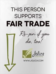 a poster with the words fair trade and an arrow pointing up to it's right side