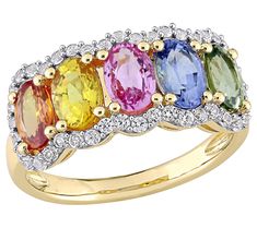 All the colors of the rainbow come together to create this multi-color sapphire ring. From Bellini. Multicolor Oval Ring With Gemstone Accents, Multicolor Oval Sapphire Ring For Anniversary, Multicolor Oval Ring With Prong Setting, Multicolor Oval Sapphire Ring With Prong Setting, Oval Multicolor Ring With Prong Setting, Multicolor Oval Diamond Ring For Anniversary, Fine Jewelry Multicolor Diamond Ring With Center Stone, Multicolor Rings With Halo Setting For Anniversary, Multicolor Halo Setting Rings For Anniversary