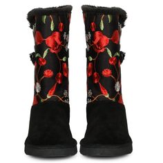 The dazzling, buckle decorative floral embroidered suede leather upper and fur boots will instantly give your winter look a fun party vibe. These snow boots are designed with fur lining and fur insole to keep your feet warm while you have fun. Enjoy your step with comfortable rubber sole. Closure - Slip On Upper - Suede Leather Lining - Fur Insole - Fur Sole - EVA Party Vibe, High Ankle Boots, Suede Leather Shoes, Fur Boots, Long Boots, Boot Bag, Calf Boots, Sneaker Wedge, Winter Looks