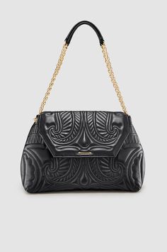 Lotus Shoulder Bag Formal Quilted Tote Shoulder Bag, Classic Formal Bags With Embossed Details, Luxury Embossed Formal Bags, Classic Formal Embossed Bags, Elegant Top Handle Embossed Bag, Elegant Quilted Evening Bags, Elegant Quilted Bags For Formal Occasions, Elegant Embossed Top Handle Bag, Evening Leather Bag With Embossed Details