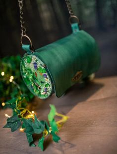 Koi Fish Pond Bag Witch Inspired Forest Handbag Shoulder Bag Magic Leather and Resin - Etsy Green Bucket Shoulder Bag Gift, Green Bucket Shoulder Bag For Gift, Handmade Unique Green Bags, Green Hand-painted Bag As Gift, Green Hand Painted Bags For Gift, Unique Green Bag As A Gift, Hand Painted Green Bags For Gift, Unique Green Bag For Gift, Green Everyday Bag