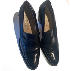 Nwot Vintage Joan Helpern Signature Black Leather High Heeled Loafer Size 41 Or Us 10 3” Heel Made In Italy Beautifully Made And Classic Style. #Joanhelpern #Leathershoe #Loafer #Leather Slip-on Almond Toe Formal Heels, Slip-on Almond Toe Heels For Formal Occasions, Formal Slip-on Almond Toe Heels, Formal Slip-on Heels With Almond Toe, Medium Width Slip-on Court Shoes For Office, Business Leather Shoes With Medium Width And Closed Toe, Medium Width Closed Toe Leather Shoes For Business, Business Medium Width Closed Toe Leather Shoes, Formal Closed Toe Court Shoes For Fall