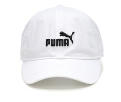 a white hat with the word puma on it