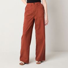 Make a statement with these a.n.a women's trousers designed with a wide-leg style for a flattering silhouette and a modern, relaxed vibe. They're made from a twill cotton-blend for a relaxed-fit and have a flat front, a high-rise, a button-zip fly, an elastic back, and front and back slip pockets. Maintain the casual aesthetic by styling them with a t-shirt and sneakers.Front Style: Flat FrontFeatures: Fly FrontClosure Type: Elastic Back, Button & ZipperFit: Relaxed FitPockets: 2 Front Slip Pock Women Trousers Design, Women Cargo Pants, Trouser Design, Tall Pants, Petite Pants, Women's Trousers, Work Attire, Pants Trousers, Wide Leg Trousers