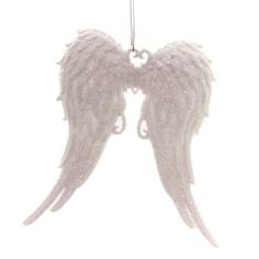 an angel ornament hanging from a chain