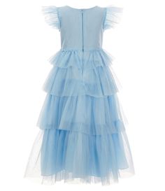 Rare Editions Little Girls 2T-6X Flutter-Sleeve Sequin-Accented/Tiered Mesh-Skirted Ballgown #Dillards Tiered Ruffle Princess Dress For Dress-up, Tiered Princess Dress With Ruffles For Dress-up, Princess Style Ruffle Dress For Summer, Tulle Dress With Flutter Sleeves For Dress-up, Tiered Ruffle Princess Dress, Tiered Princess Dress With Ruffles, Princess Style Tiered Dress With Ruffles, Princess Dress With Ruffles And Tiered Design, Flutter Sleeve Tulle Dress With Ruffles