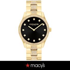 in stock Classic Gold Coach Watch, Modern Coach Gold Watch, Luxury Gold Coach Watch Accessories, Modern Gold Coach Watch, Coach Gold Watches With Metal Dial, Coach Gold Watch With Metal Dial, Gold Coach Watch With Metal Dial, Coach Timeless Gold Watch, Coach Watch With Diamond Hour Markers