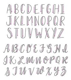 the upper and lower letters are drawn in pink ink