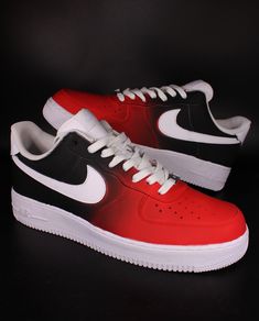 Custom Nike Air Force 1 „Red 2 Black fade" unique and handpainted Sneaker  - handpainted and exclusive  - we only use special leather Colours and finish all our customs with a special finisher that protects the Colours so that the custom design will stay forever on the shoes. Red Fade-resistant Custom Sneakers For Streetwear, Red Custom Sneakers For Streetwear, Custom Red Sneakers For Streetwear, Sporty Hand Painted Custom Black Sneakers, Custom Hand-painted Black High-top Sneakers, Black Hand Painted Leather Sneakers, Red Waterproof Paint Custom Low-top Sneakers, Sporty Hand Painted Sneakers For Streetwear, Red Hand Painted Sneakers For Streetwear