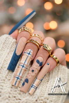 Trendy Nails Ideas Leather Nails Design, Cuticle Rhinestone Nails, Fall Stilleto Nails Long, Celebratory Nails, Long Fall Acrylic Nails, Capricorn Nails Designs, Fall/winter Nails, Long Winter Nails