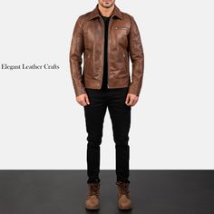 Introducing our Men's Brown Genuine Leather Jacket, the perfect blend of classic style and rugged durability. This Vintage Motorcycle Jacket features high-quality Real Leather construction, ensuring a timeless piece for your wardrobe. The Zipper closure adds a modern touch to this Biker leather jacket, while the warm brown hue brings a versatile charm. Ideal for any occasion, this Zip Up Jacket for men will elevate your look with its sleek design and superior craftsmanship. Upgrade your outerwea Urban Brown Leather Jacket For Outdoor, Casual Vintage Brown Biker Jacket With Long Sleeves, Casual Vintage Brown Long Sleeve Biker Jacket, Distressed Brown Biker Outerwear With Long Sleeves, Brown Biker Leather Jacket For Streetwear, Vintage Brown Long Sleeve Biker Outerwear, Distressed Brown Biker Outerwear For Winter, Classic Brown Biker Jacket For Streetwear, Brown Leather Jacket Men