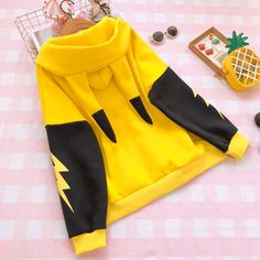 Cartoon Hoodie SE20095 – SANRENSE Warped Reality, Pikachu Hoodie, Kawaii Harajuku Fashion, Cartoon Hoodie, Japanese Hoodie, Kaminari Denki, Pokemon Clothes, Kawaii Harajuku, Anime Clothes