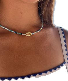 Bohemian Summer Jewelry With Letter Beads, Casual Turquoise Jewelry With Tiny Beads, Trendy Strand Jewelry For Festivals, Trendy Beaded Jewelry For Beach Season, Summer Blue Necklaces With Spacer Beads, Beaded Trendy Jewelry For Beach Season, Trendy Gold Beads For Summer, Dainty Blue Necklaces For Summer, Trendy Turquoise Jewelry For Vacation