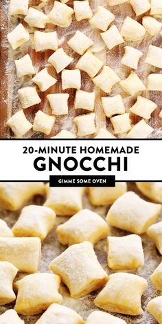 homemade gnocchi recipe is shown in two different pictures with the title overlay