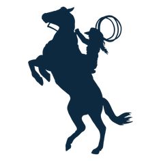 the silhouette of a horse and rider with a lasso on it's back