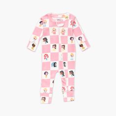 disney-princess-checkerboard Baby Pajamas, Zip Ups, Pajamas, Organic Cotton, Zipper, One Piece, Disney Princess, Long Sleeve, Pants