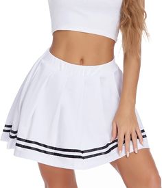 None High Waist Tennis Skirt For Summer School, White Summer Mini Skirt For Cheerleading, Summer White Mini Skirt For Cheerleading, Summer School Lined Skirt, White Stretch Skort For School, Fitted Pleated Skirt For Cheerleading, White Stretch Skirt For School, White Stretch Tennis Skirt For School, White Mini Skirt For Cheerleading Summer