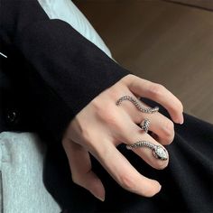 The sleek Snake Venom Jewelry Collections are staples you must have in your jewelry box, with the delicate detailing and wrapped looks, we guaranteed these pieces will get you all the compliments. Perfect for a gift for birthdays, anniversarys, and for lovers of the occult and spiritual realm. Multi Finger Rings, Snake Ring Gold, Serpent Jewelry, Unique Ring Designs, Snake Ring Silver, Septum Jewelry, Color Wave, Snake Jewelry, Trendy Ring