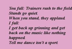 a poem written in black and pink with the words, you fall trainers rush to the field