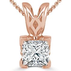 Sparkling Princess Cut Diamond Necklace Pendant 2 Carats Rose Gold 14K | HarryChadEnt.com Diamond Necklace Pendant, Real Diamond Necklace, Princess Cut Diamond, Natural Earth, Diamond Pendant Necklace, Princess Cut Diamonds, 2 Carat, Buying Jewelry, Elegant Gift