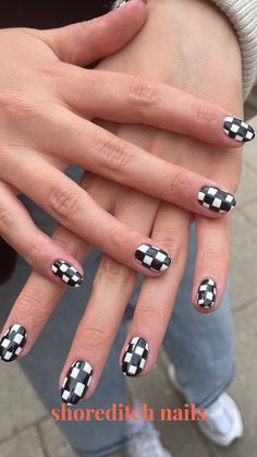 Black and white checkered nails Checkboard Nails, Checkered Nails, Nail Art, Nails