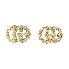 These standout diamond stud earrings for pierced ears are part of Gucci's GG Running collection. Crafted in 18K yellow gold, the brand's easily recognizable double Gs are encrusted with white diamonds. Elevate your ear look with these Gucci stud earrings! Gucci Jewellery, Gold Diamond Stud Earrings, Gold Diamond Earrings Studs, Gold Diamond Studs, Gucci Jewelry, Cushion Cut Diamonds, Diamond Stud Earrings, Diamond Stud, Modern Earrings