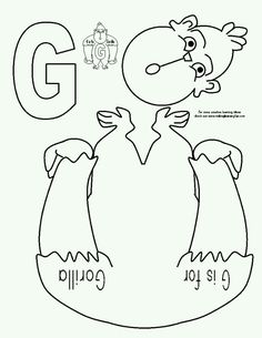 the letter g is for frog coloring page with an image of a bird and its name