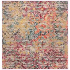 an area rug with various colors and patterns