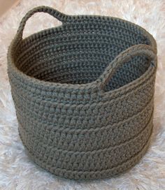 a crocheted basket is shown on the instagram page for an article about knitting