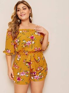 Plus Size Summer Fashion, Off Shoulder Romper, Floral Print Rompers, Plus Size Jumpsuit, Versatile Outfits, Printed Rompers, Jumpsuit Fashion