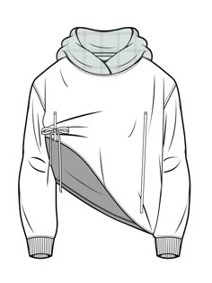 a drawing of a hoodie with zippers on it