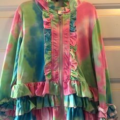 Nwot! Absolutely Precious, Little Girl’s Xl (5-6), Tie Dyed, Top/Jacket With Hoodie! Fun Pink Long Sleeve Outerwear, Fun Pink Spring Outerwear, Casual Pink Outerwear For Playwear, Fun Pink Cotton Outerwear, Pink Cotton Fun Outerwear, Multicolor Spring Outerwear For Playtime, Multicolor Spring Outerwear For School, Spring Multicolor School Outerwear, Multicolor Spring Playtime Outerwear