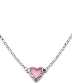 From James Avery, this necklace features: A delicate sterling silver heart is set with layered pink sapphire and mother-of-pearl gemstones, adding a simple and sweet pop of pink to any style. This James Avery necklaces looks great worn alone or layered with other necklaces - and pairs beautifully with the Sweetheart Gemstone Earrings and Ring. Sterling silverApprox. 7.8 x 7.8 x 3.1 mm Lab-created Pink Sapphire and Mother Pink Sterling Silver Open Heart Necklace, Pink Double Heart Sterling Silver Necklace, Pink Sterling Silver Double Heart Necklace, Pink Sterling Silver Heart Cut Necklace, Elegant Pink Sterling Silver Heart Necklace, Valentine's Day Pink Sterling Silver Heart Necklace, Pink Sterling Silver Heart Necklace, Pink Sterling Silver Heart Necklace, Dainty Style, Pink Sterling Silver Dainty Heart Necklace