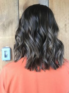 Black And Mushroom Balayage, Ash Bob Hair, Shoulder Lob Haircut, Short Black Hair With Highlights, Smokey Ash Brown Balayage Dark, Natural Dark Hair, Hair Dye Tips