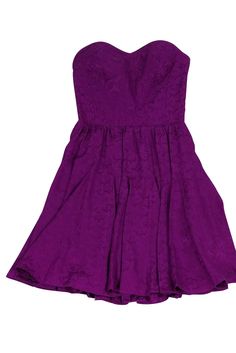 Current Boutique-Rebecca Taylor - Magenta Silk Strapless Dress Sz 2 Purple Fitted Strapless Dress With Sweetheart Neckline, Purple Dress With Sweetheart Neckline For Date Night, Purple Strapless Dress With Sweetheart Neckline, Silk Strapless Dress, Magenta Fabric, Rebecca Taylor Dress, Tonal Prints, Print On Fabric, Chic Shop