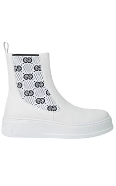 GG Supreme Panelled Chelsea Boots Gucci White Leather Boots, Gucci Shop, Botas Chelsea, Debossed Logo, Luxury Women Fashion, Dior Shoes, Prada Crossbody Bag, Boots And Sneakers, Boots For Sale