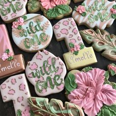 She Is A Wild One First Birthday, Pink Jungle Theme Birthday, Wild One Birthday Party Cookies, Two Wild Decorated Cookies, Pink Safari Cupcakes, 1st Birthday Girl Wild One, Wild One First Birthday Cookies